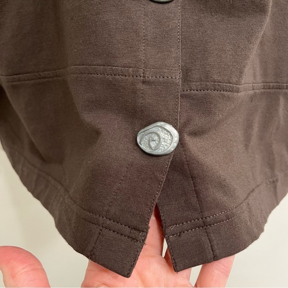 White Lotus by Neon Buddha chocolate brown button front jacket cotton spandex M - Picture 4 of 7